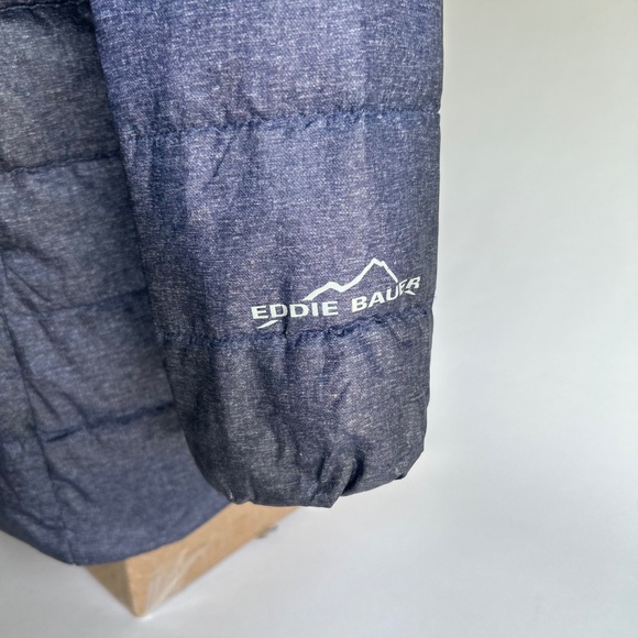 Eddie Bauer Grey Blue Polyester Nylon Down Puffer Long Jacket size M - Picture 3 of 13
